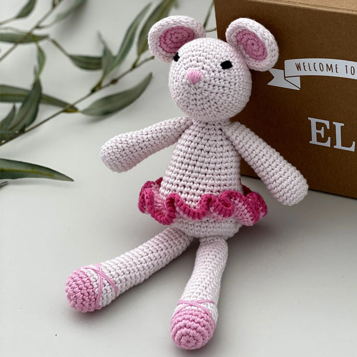 Attic Textiles Organic Hand Crochet Ballerina Mouse