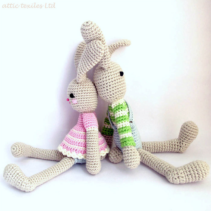 Attic Textiles Organic Hand Crochet Boy Bunny Rabbit (Green)