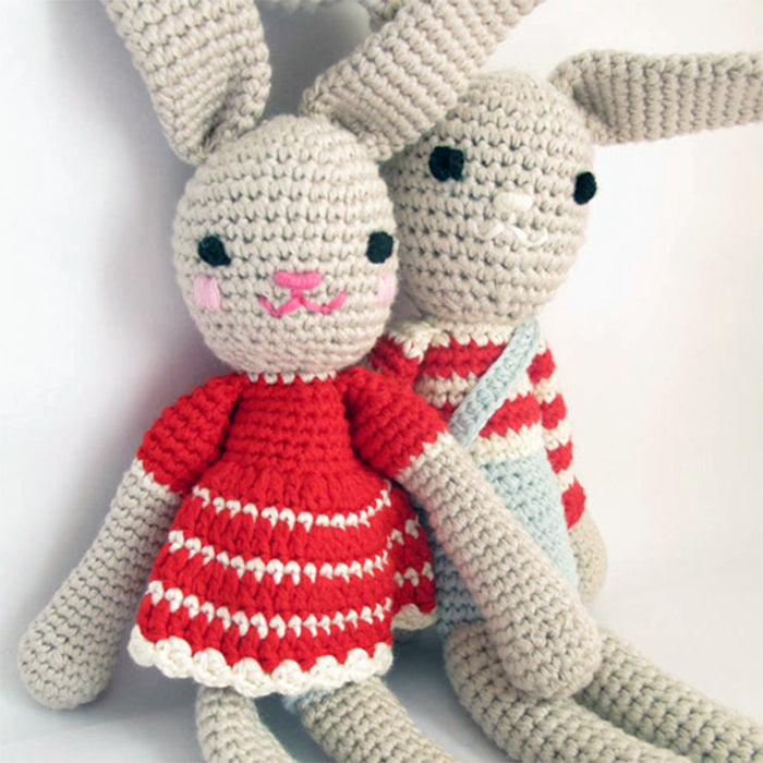 Attic Textiles Organic Hand Crochet Girl Bunny (Red)