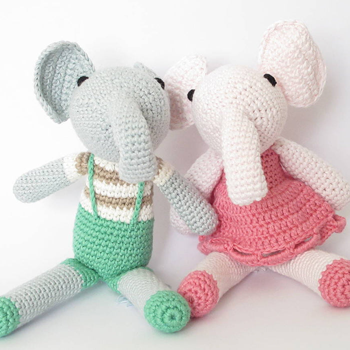Attic Textiles Organic Hand Crochet Green Elephant