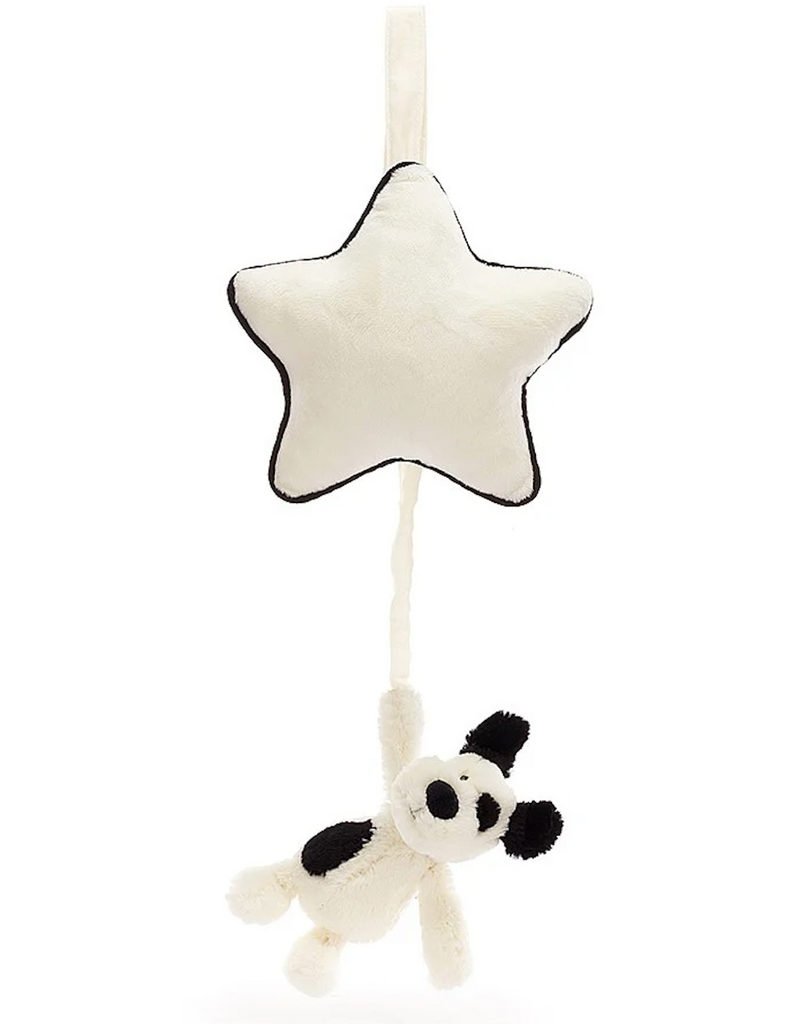 Jellycat Bashful Black and Cream Puppy Musical Pull