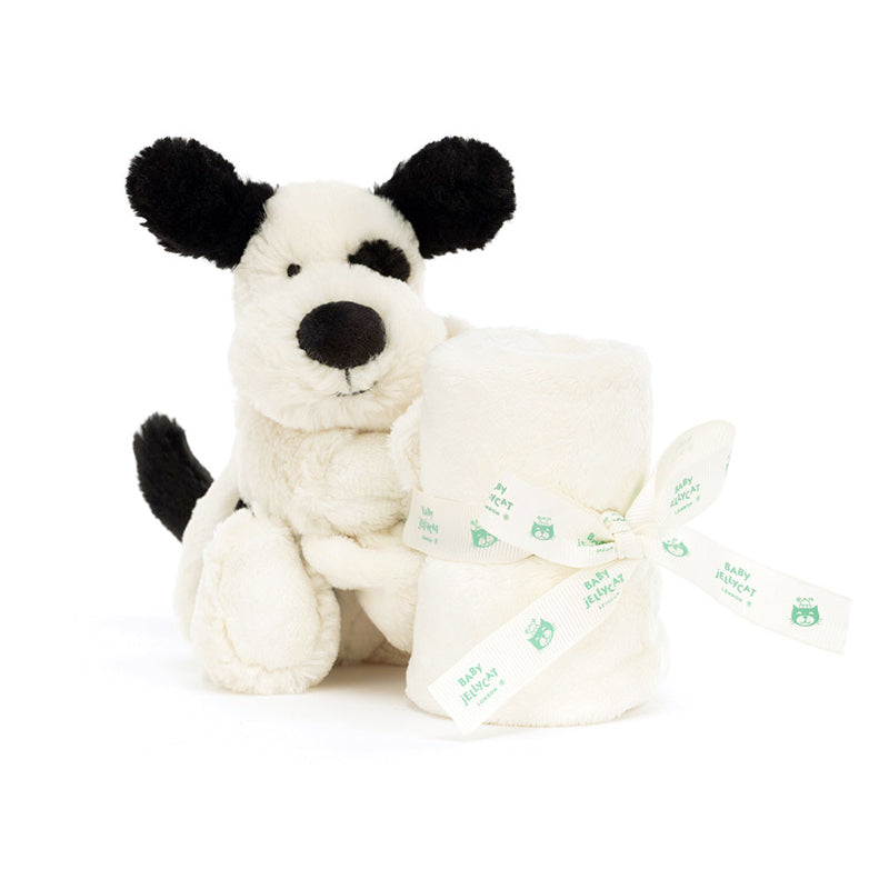 Jellycat Bashful Black & Cream Puppy Soother - Personalised