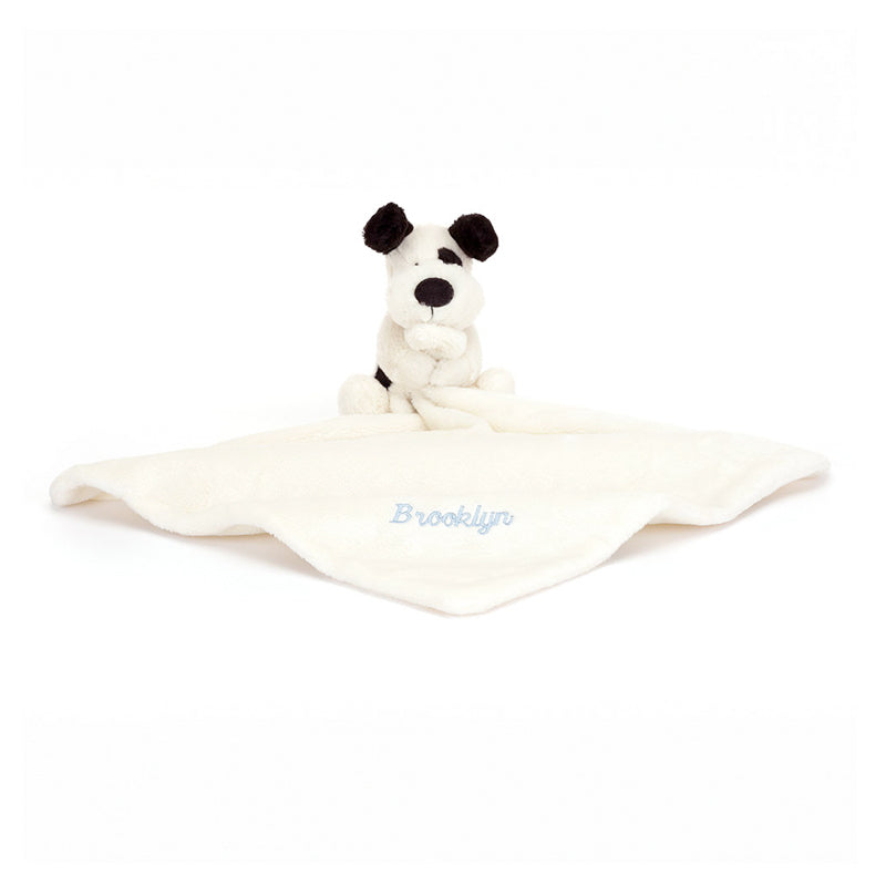 Jellycat Bashful Black & Cream Puppy Soother - Personalised