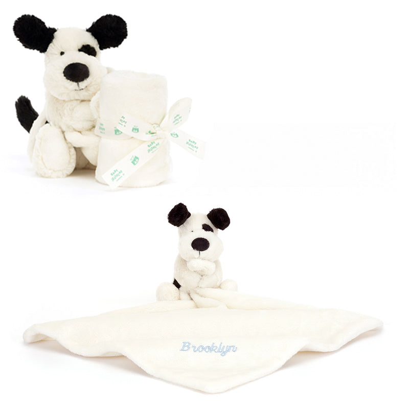 Jellycat Bashful Black & Cream Puppy Soother - Personalised