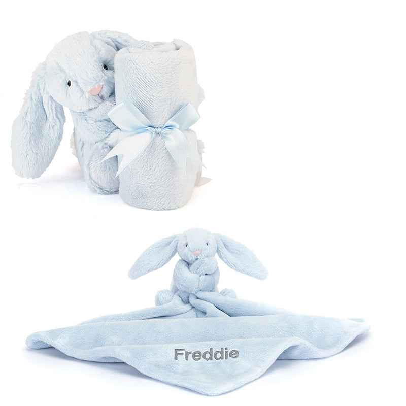 Jellycat Bashful Bunny Soother, Blue - Personalised