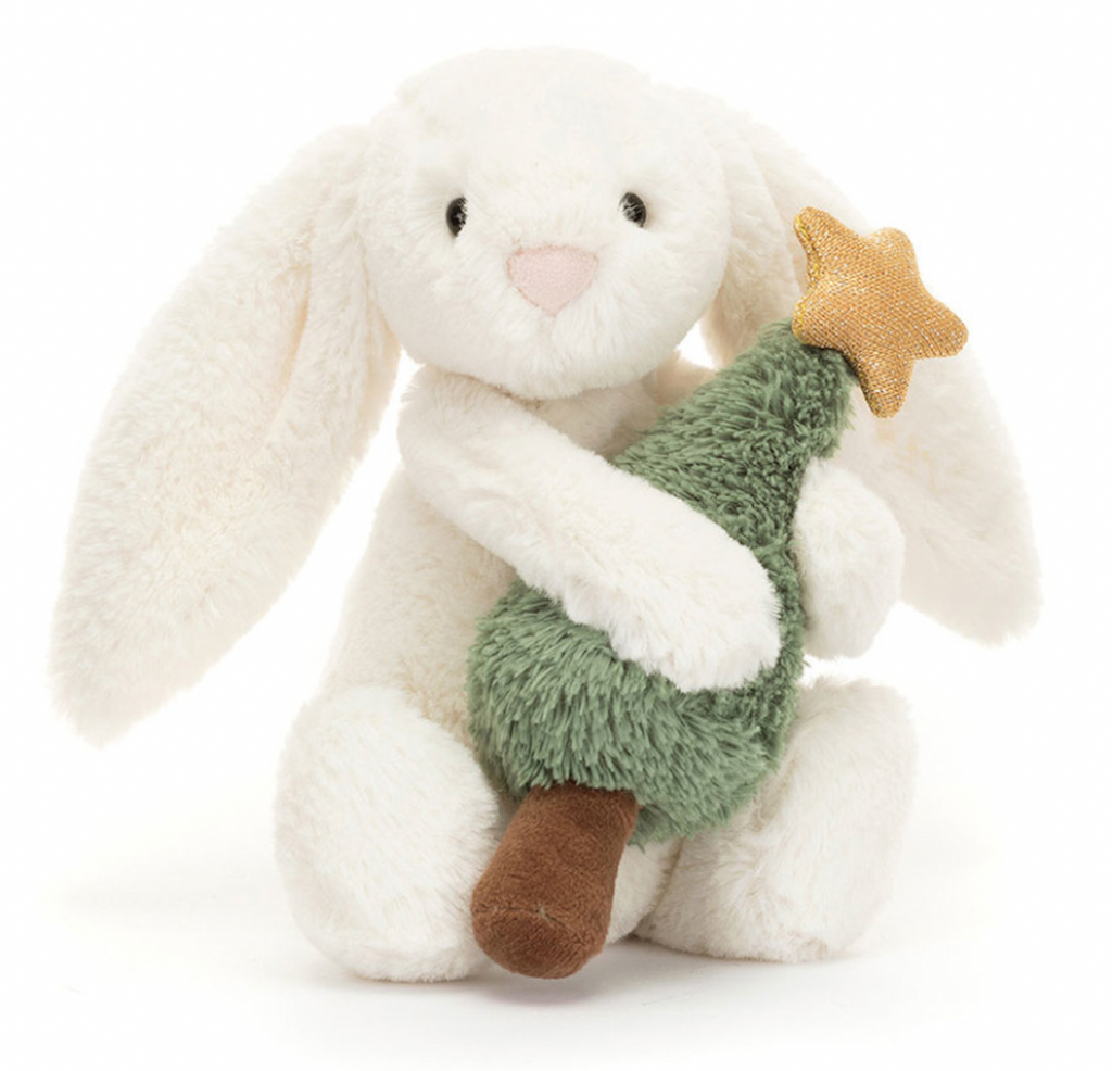 Jellycat Bashful Bunny with Christmas Tree