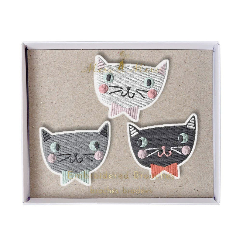 Meri Meri Embroidered Cat Brooches