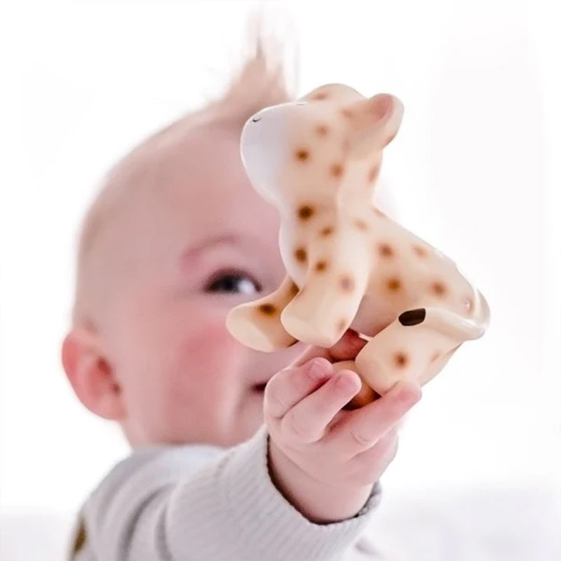 Tikiri Leopard Natural Rubber Teether & Rattle Boxed