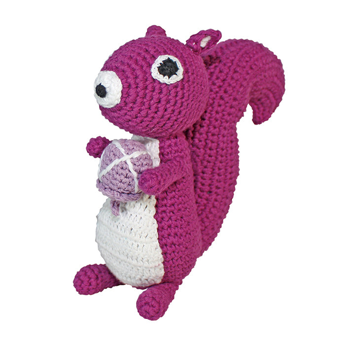 Sindibaba Crochet Purple Squirrel Rattle