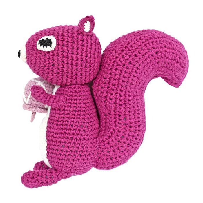 Sindibaba Crochet Purple Squirrel Rattle