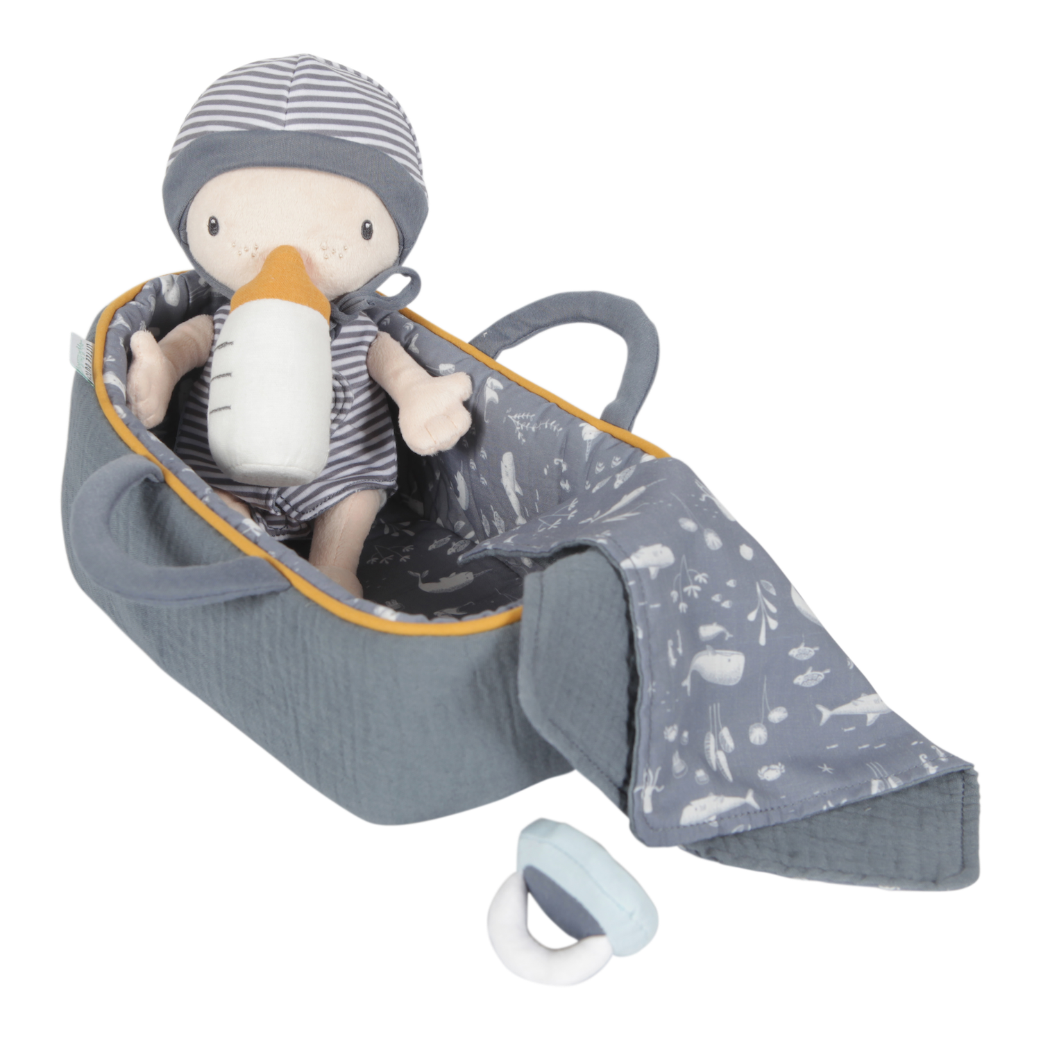 Baby Doll Jim with Carry Basket, Blanket and Bottle - Personalised