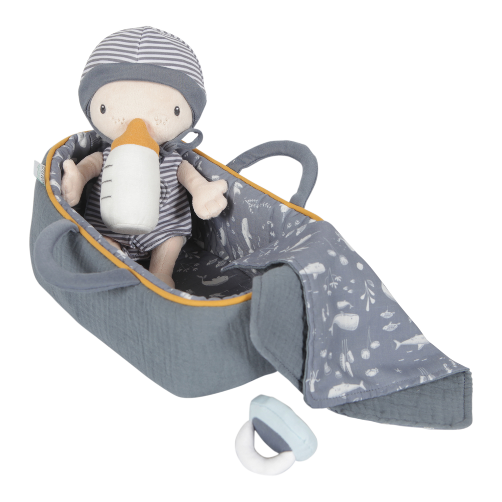 Baby Doll Jim with Carry Basket, Blanket and Bottle - Personalised