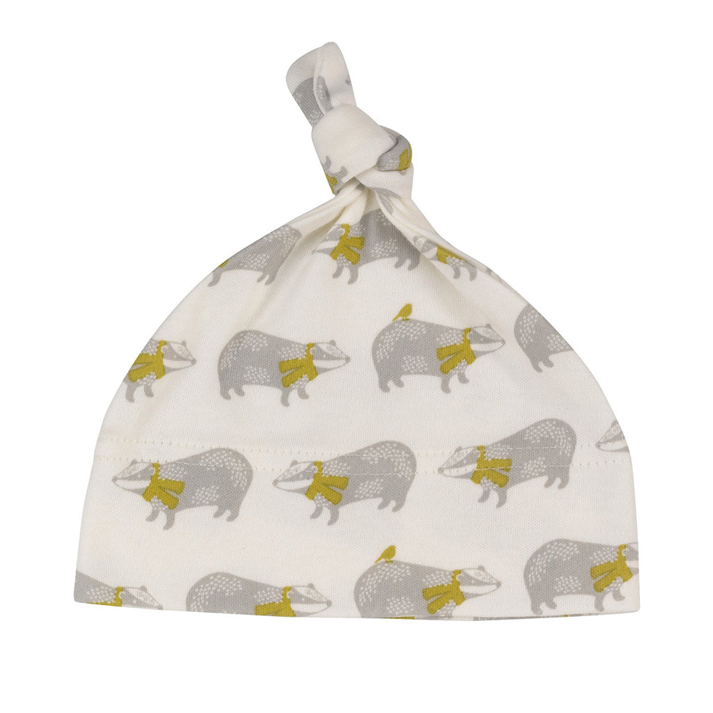 Pigeon Organic matching knotted hat patterned with beautiful grey sheep