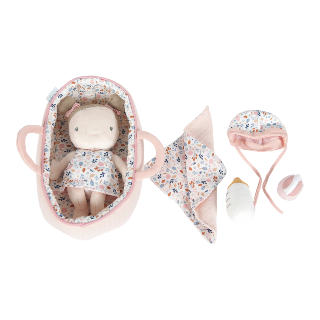 Baby Doll Rosa with Carry Basket, Blanket and Bottle - Personalised