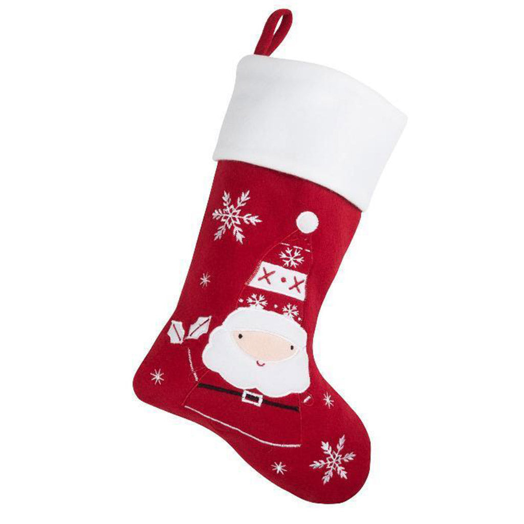 A red Nordic Santa Christmas Stocking where name can be embroidered at the top