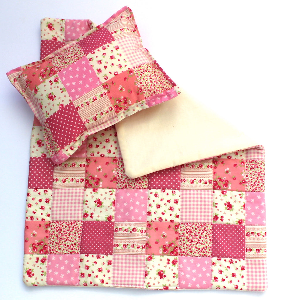 Dolls Cot Pram Quilt Blanket Set