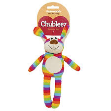 Rosewood Chubleez Dougal Dog in vibrant rainbow colours and white tummy