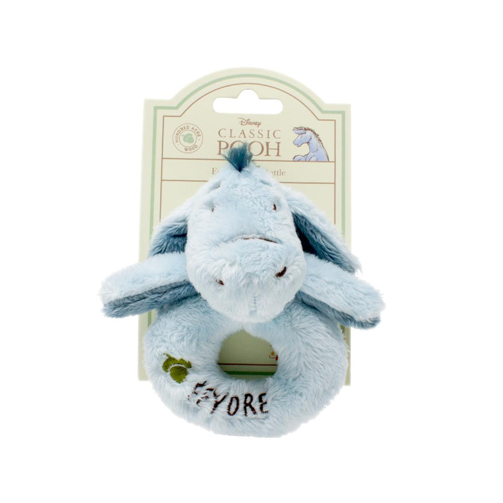 Blue Hundred Acre Wood Eeyore Ring Rattle in his package