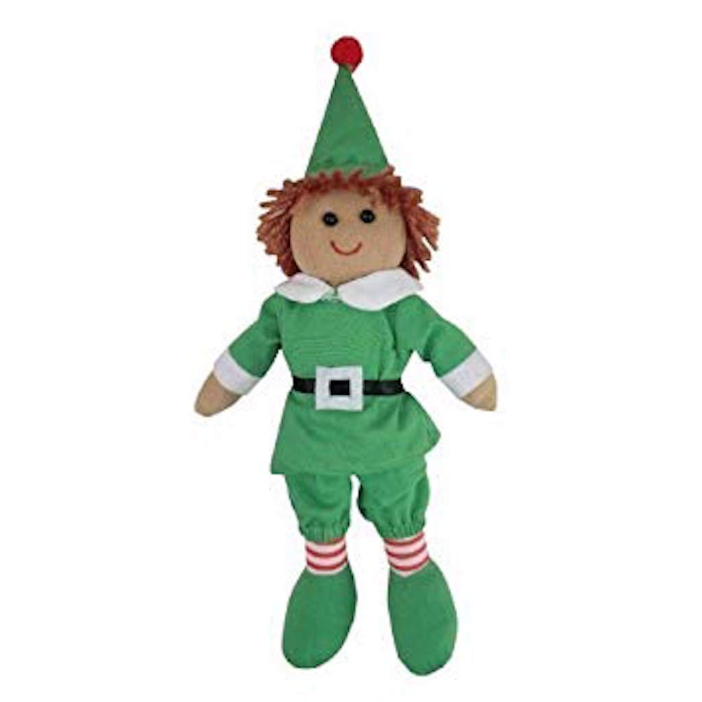 Another picture of a Powell Craft Christmas Elf at 20cm tall and wear green clothing