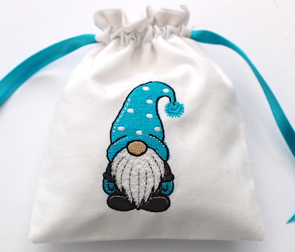Gnome Drawstring Gift Bag Turquoise