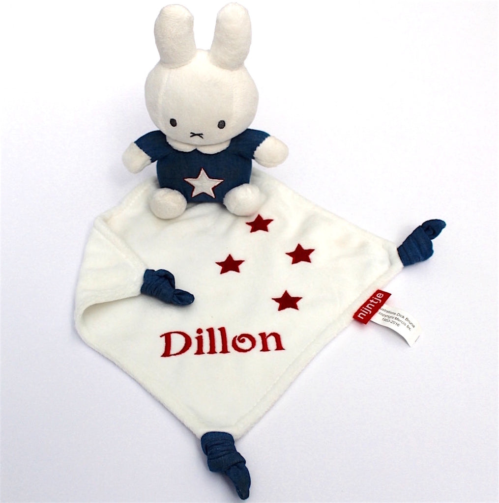 Rainbow Design personalised Miffy Comforter with name Dillon