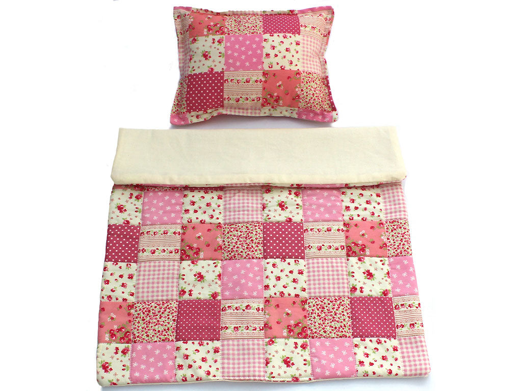 Dolls Cot Pram Quilt Blanket Set