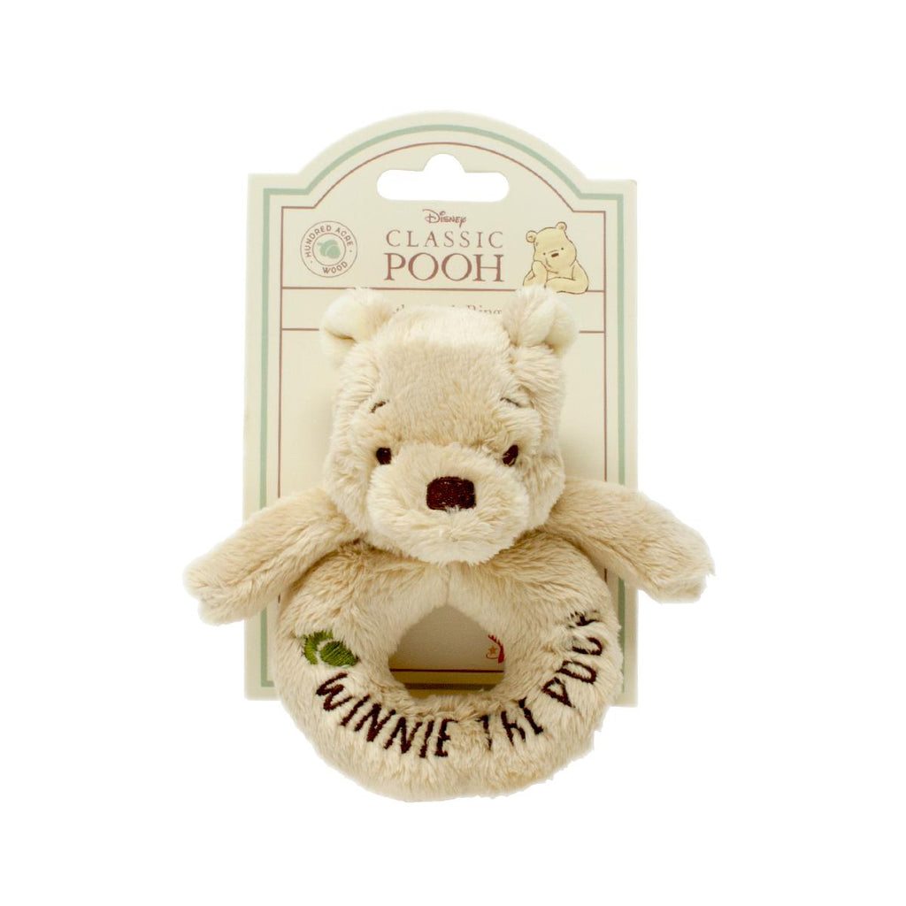 Winnie The Pooh Ring Rattle with his name on the rattle