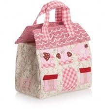 Powell Craft Mouse House Handbag with pink checker door, hearts and wavy pattern roof is a great christmas gift