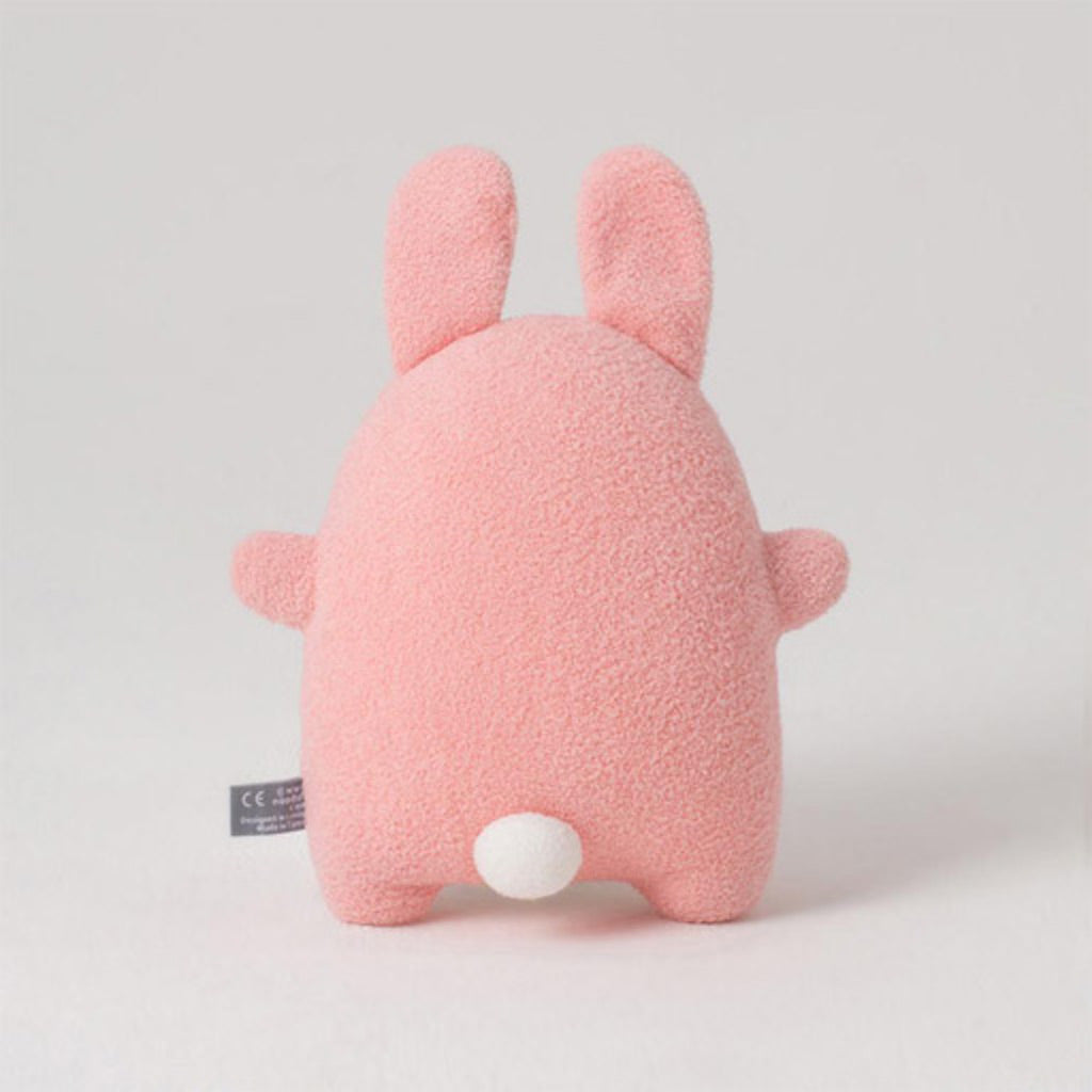 Rear view of Noodoll Ricecarrot which is a friendly adorable soft toy with a happy embroidered face perfect for snuggling