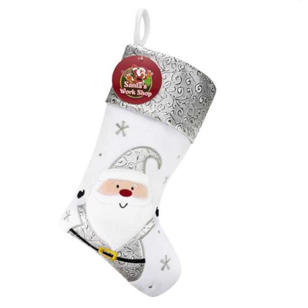 Silver Santa Deluxe Christmas Stocking - Personalised