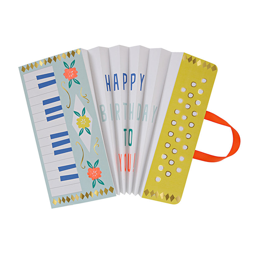Meri Meri accordion style birthday card or wall decoration finished with shiny gold foil and ribbon