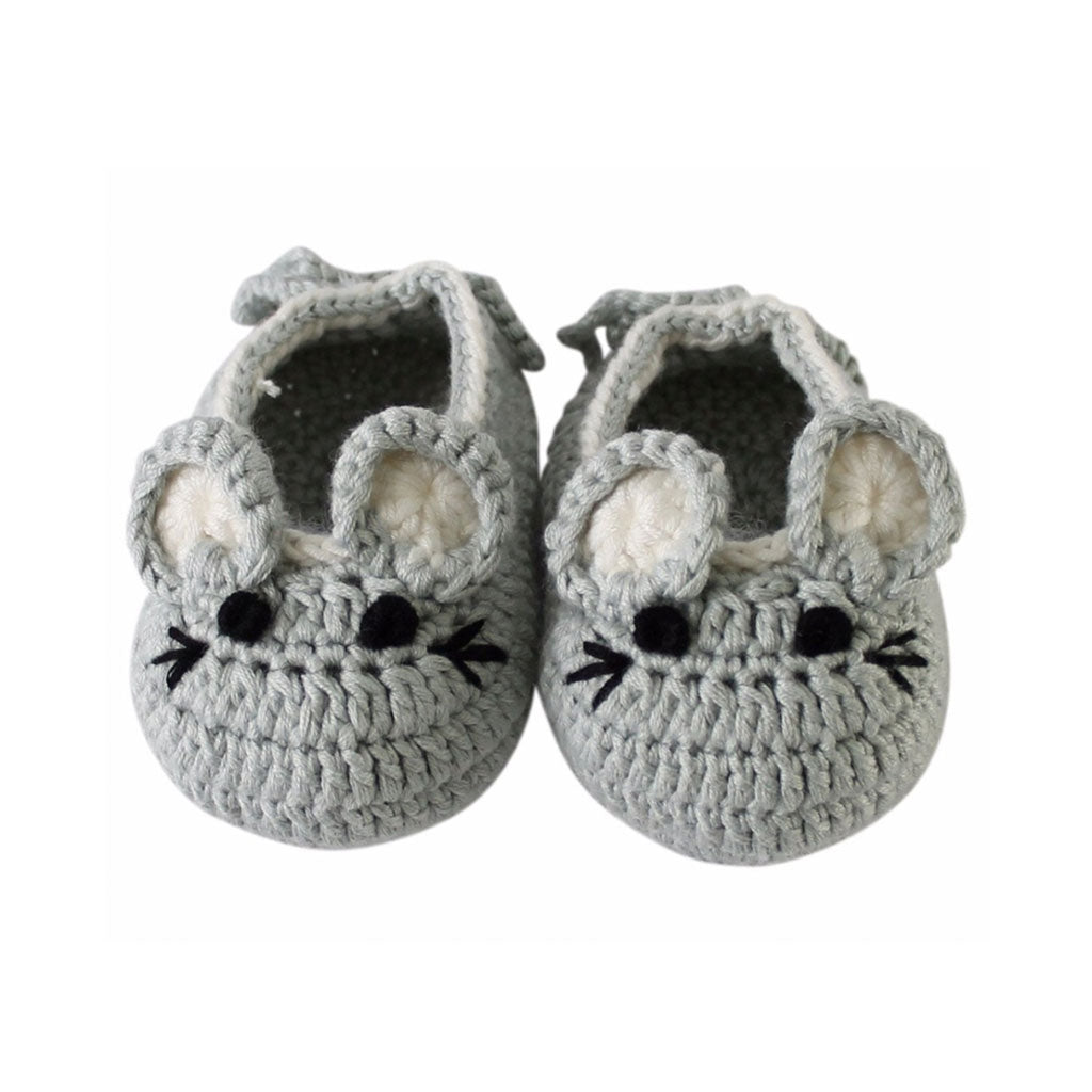 Attic textiles handmade crochet mouse newborn baby boy shoes