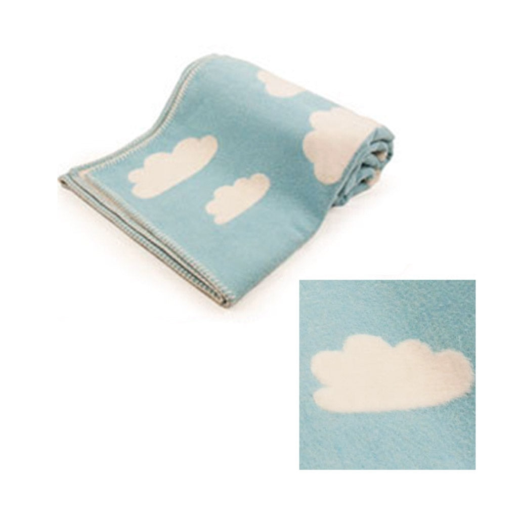 David Fussenegger luxurious large baby blanket with cloud detail and stitched edges