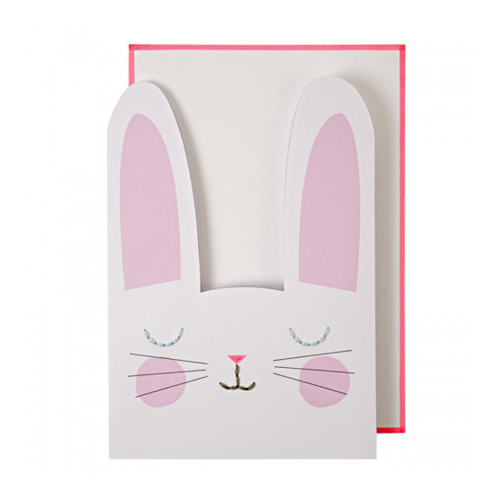 A Meri Meri Bunny Happy Birthday card with very large pink ears