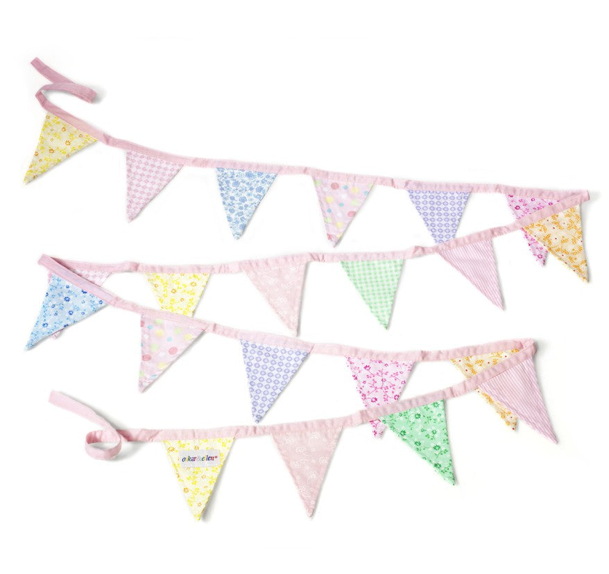 On a line A pretty soft fabric bunting in pink.