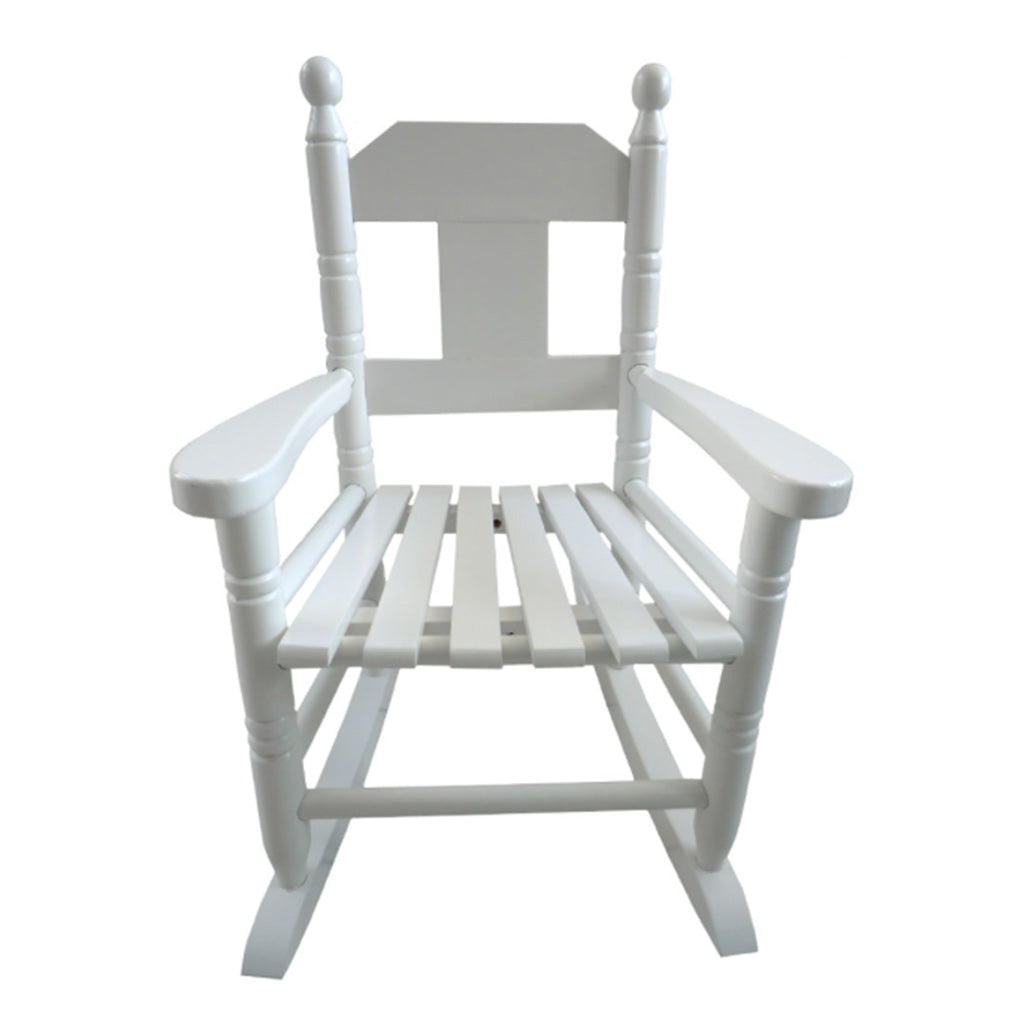 Front view of a white Powell Craft Children Rocking Chair