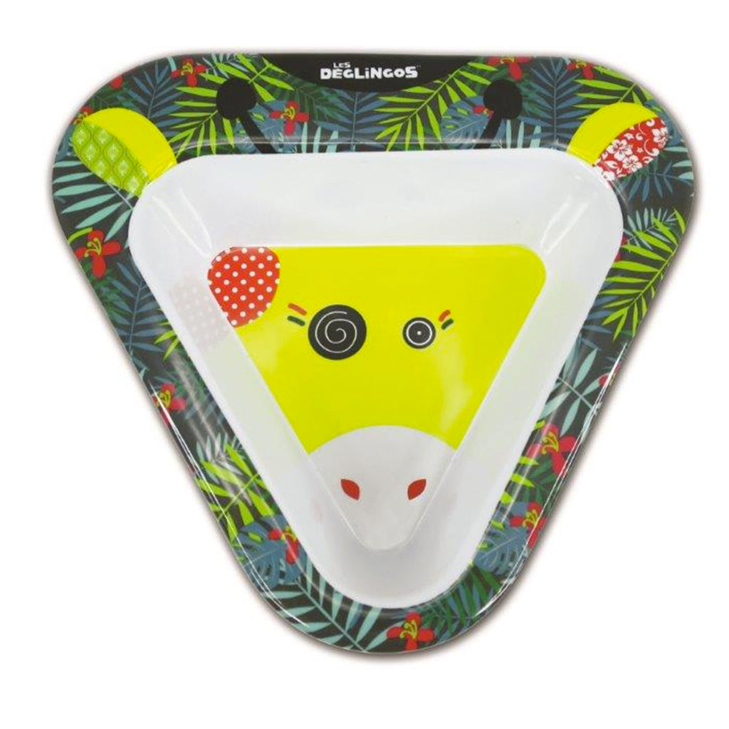 A cute Melamine Bowl with colourful Deglingos giraffe design.