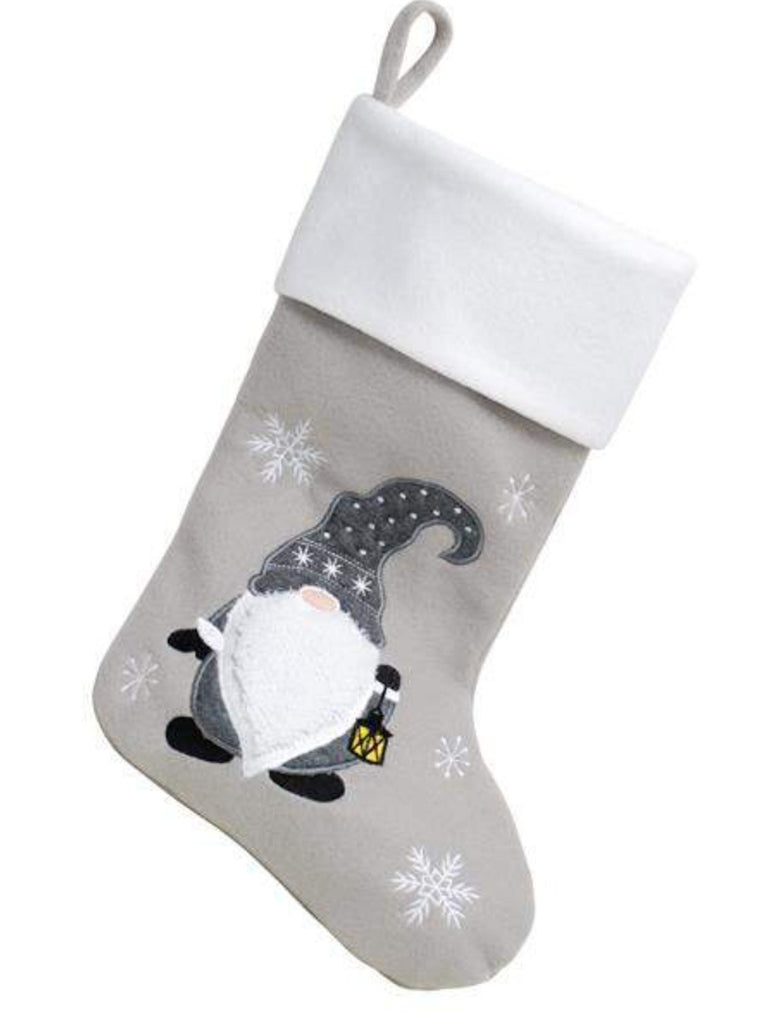 Gnome Deluxe Christmas Grey Stocking - Personalised