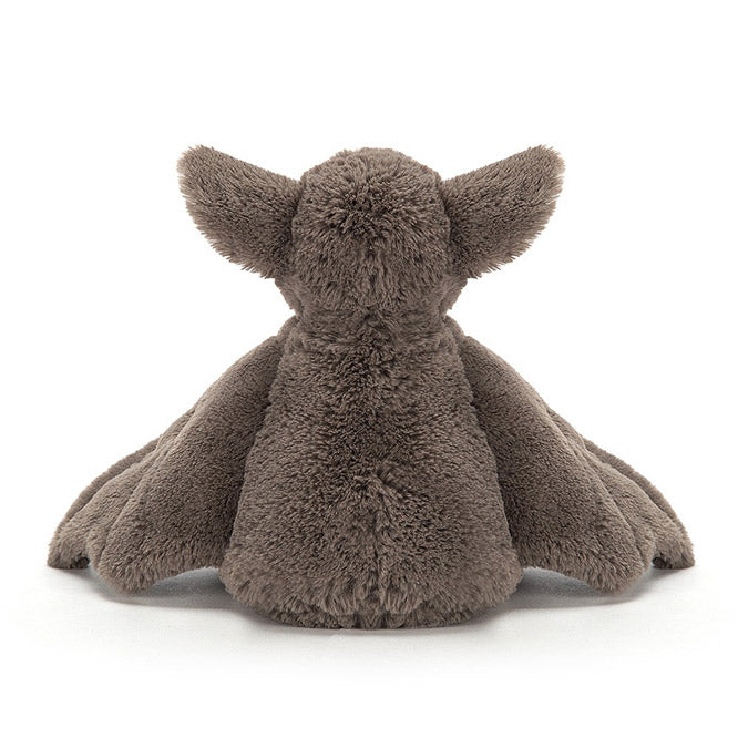 Back view of Bashful Bat from Jellycat cuddle-some fella with soft wings and ears