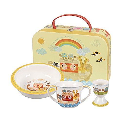 Rhymes Fine China Collection Noah beautifully decorated 3 Piece Breakfast Set consists of a Bowl, Mug and an Egg Cup