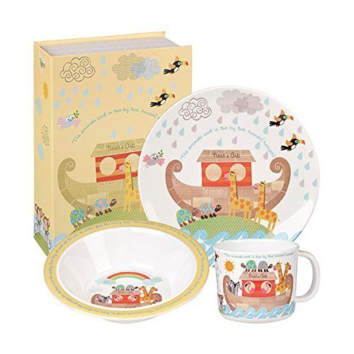 This lovely Little Rhymes Melamine Collection Noah's Ark 3 piece breakfast set consists of a bowl, plate and cup.