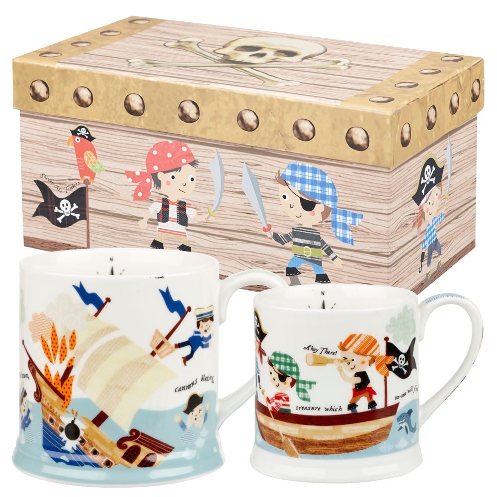 Pirate decorated China Daddy Mug and Baby Mug A super gift for Pirate enthusiast from the Little Rhymes Fine China Collection.