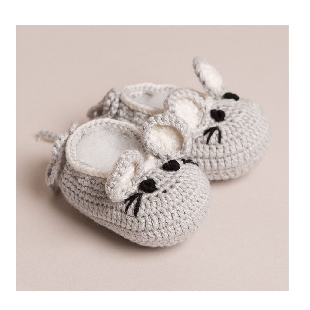 Attic textiles handmade crochet mouse newborn baby boy shoes