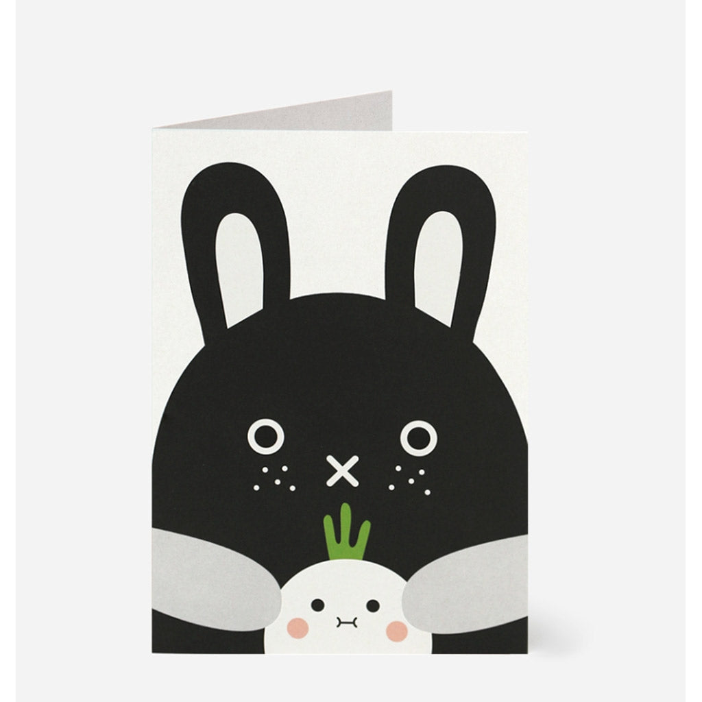 Noodool Riceberry black rabbit greetings card for birthday newborn new baby