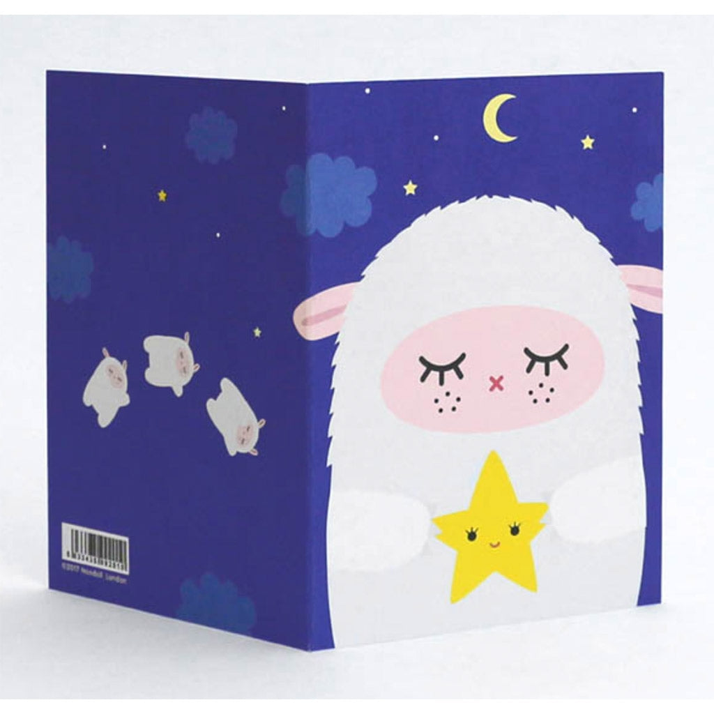 Noodool Ricemere sheep lamb holding star greetings card for birthday newborn new baby