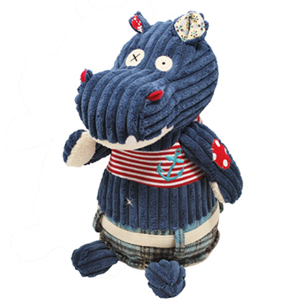 Totally adorable Deglingos Original Hippo super soft toy with huge blue nose and corturoy body