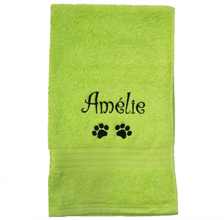 Lime Pet Towel embroidered or personalised with the name Amehe