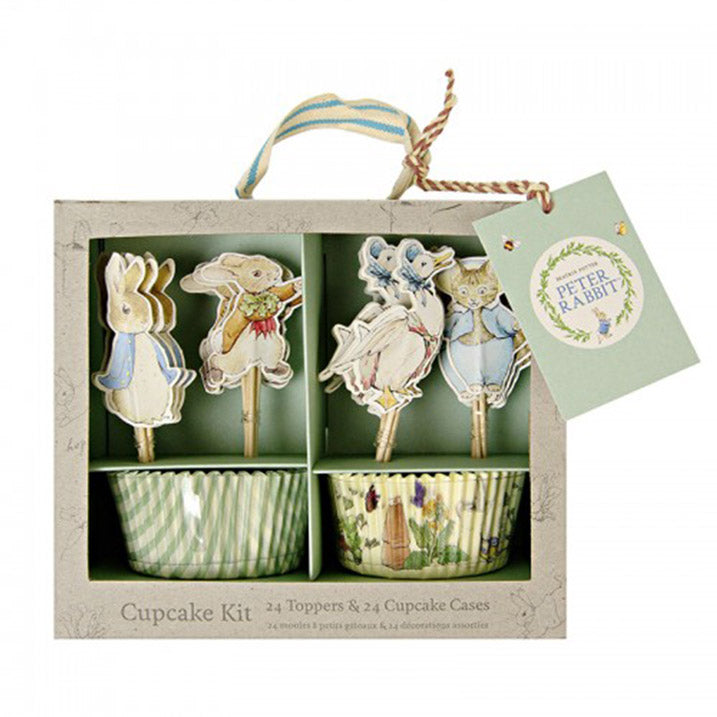 Peter Rabbit & friends cupcake kit with 2 designs of cupcake case and Beatrix Potter's toppers Meri Meri