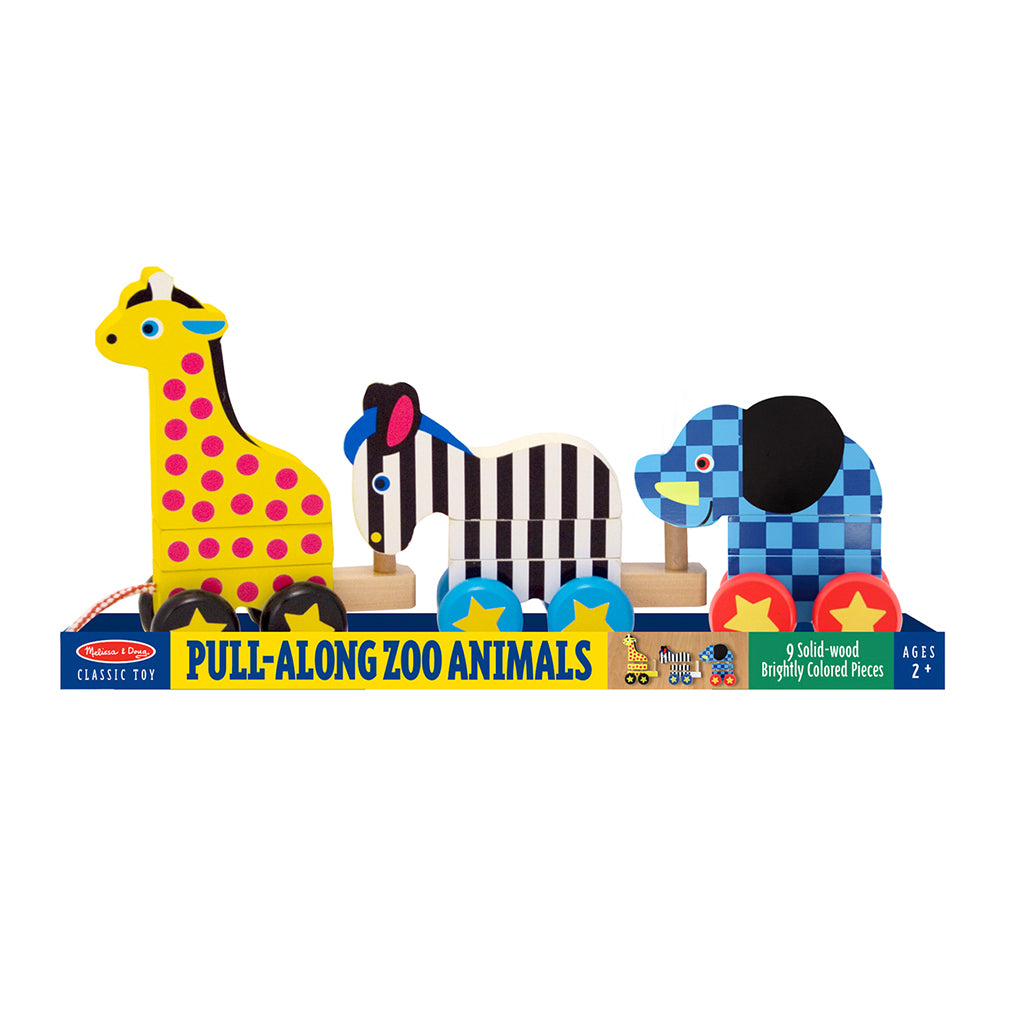 Melissa and doug colourful shapes stripes spots toddler zoo animal pull along