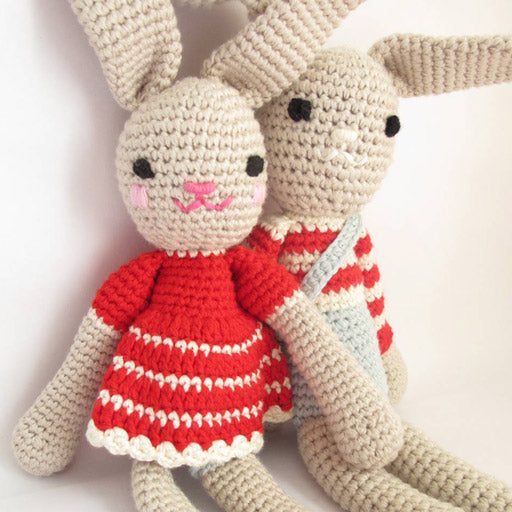 Attic Textile Hand crocheted beautiful boy bunny rabbit with friend